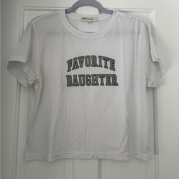 Favorite Daughter Tops - Favorite Daughter The Cropped Collegiate Boxy Graphic Tee Shirt in Size Medium